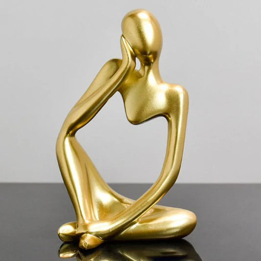Abstract Gold Thinking Woman Statue | تمثال امرأة ذهبية بتصميم تجريدي