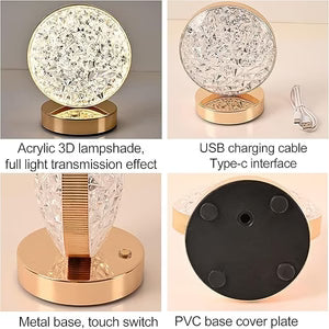 Crystal Round LED Table Lamp | مصباح طاولة دائري كريستالي LED