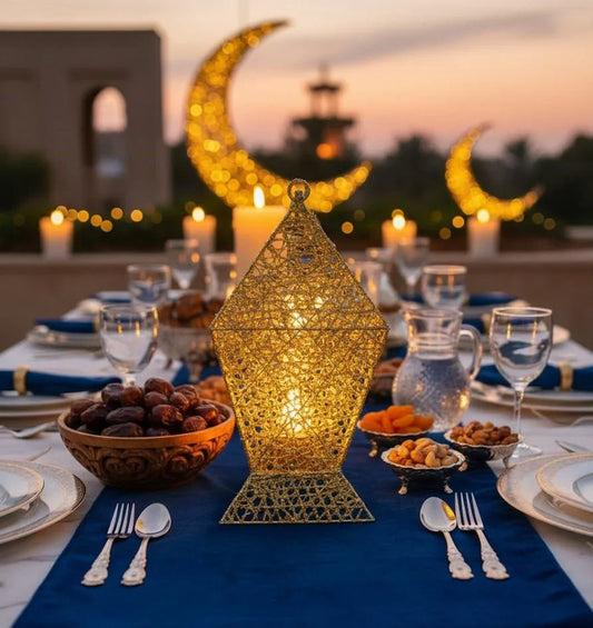 Gold Glitter Decorative Hanging Lantern | فانوس معلق زخرفي بلمعان ذهبي